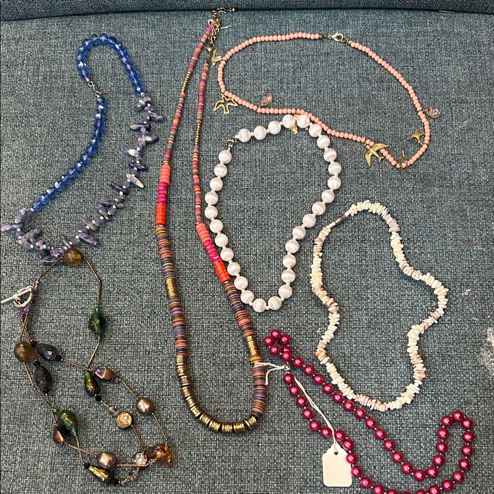 7 different beaded boho Colorful Beaded Necklace Set